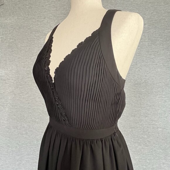 Fame and Partners Black Plunge Neck Dress Size 4 Thigh High Slit Formal Maxi NWT - Picture 6 of 16